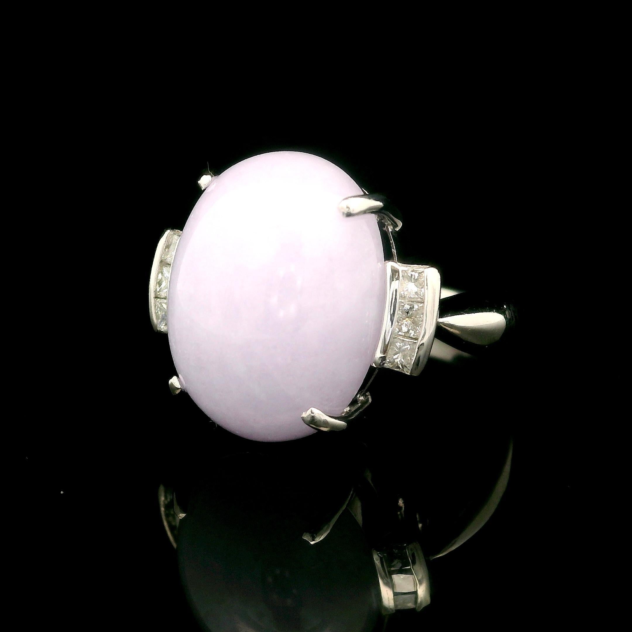 Statement-Ring aus massivem Platin, groß 13,17 ctw, ovaler lavendelfarbener Jade & Diamant im Angebot 2