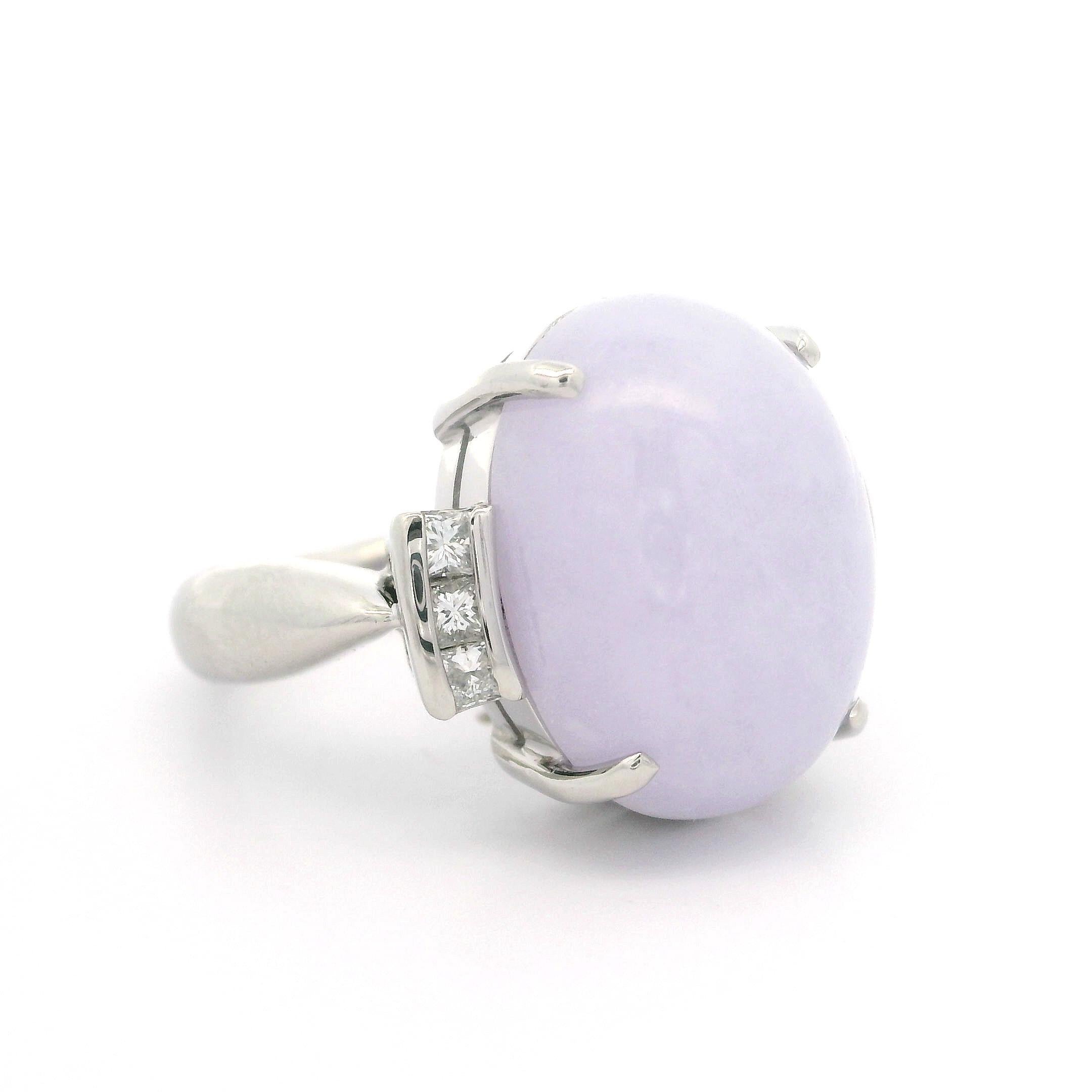 Statement-Ring aus massivem Platin, groß 13,17 ctw, ovaler lavendelfarbener Jade & Diamant im Angebot 4