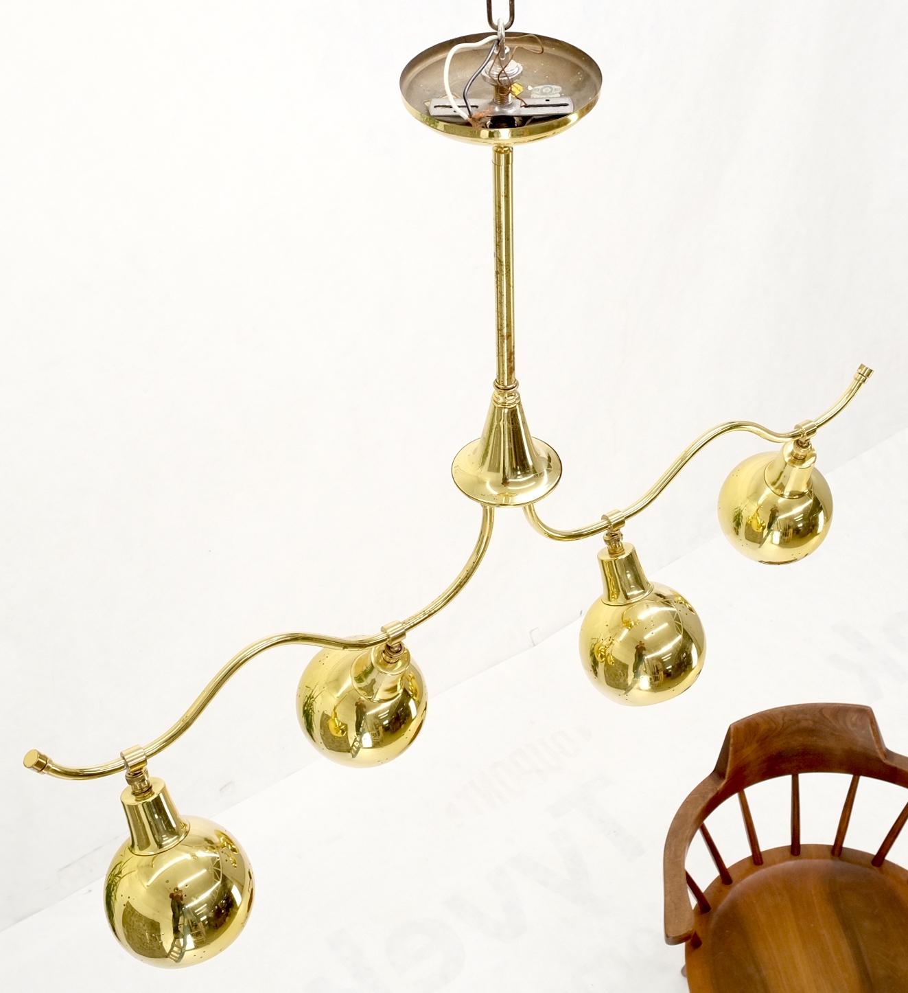Solid polished brass ball pear shape shades light bar pool table fixture chandelier.
Adjustable shades.