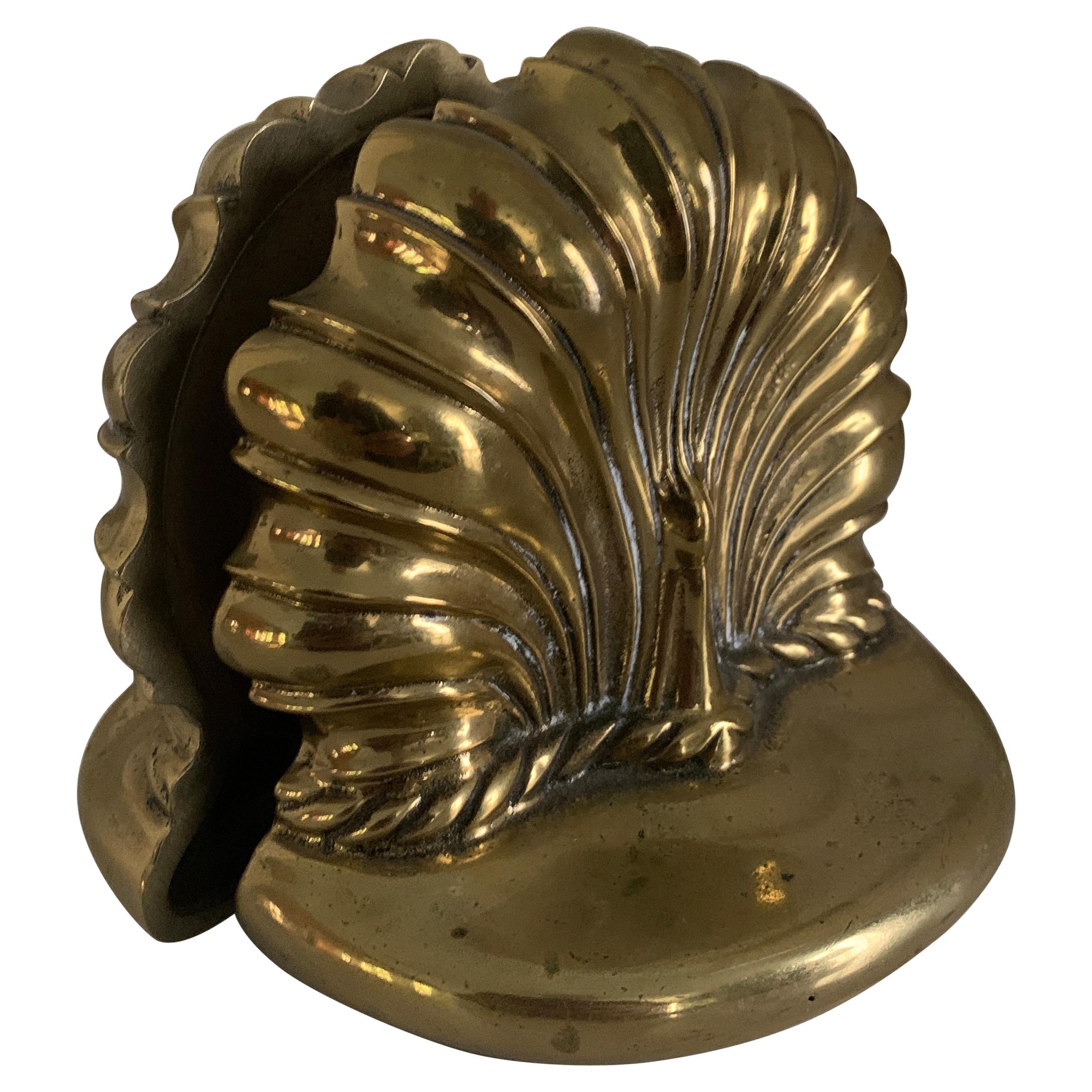 Solid Polished Brass Flower Pod Bookends For Sale