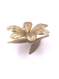 Solid Polished Brass Lotus Flower Ashtray Sculpture