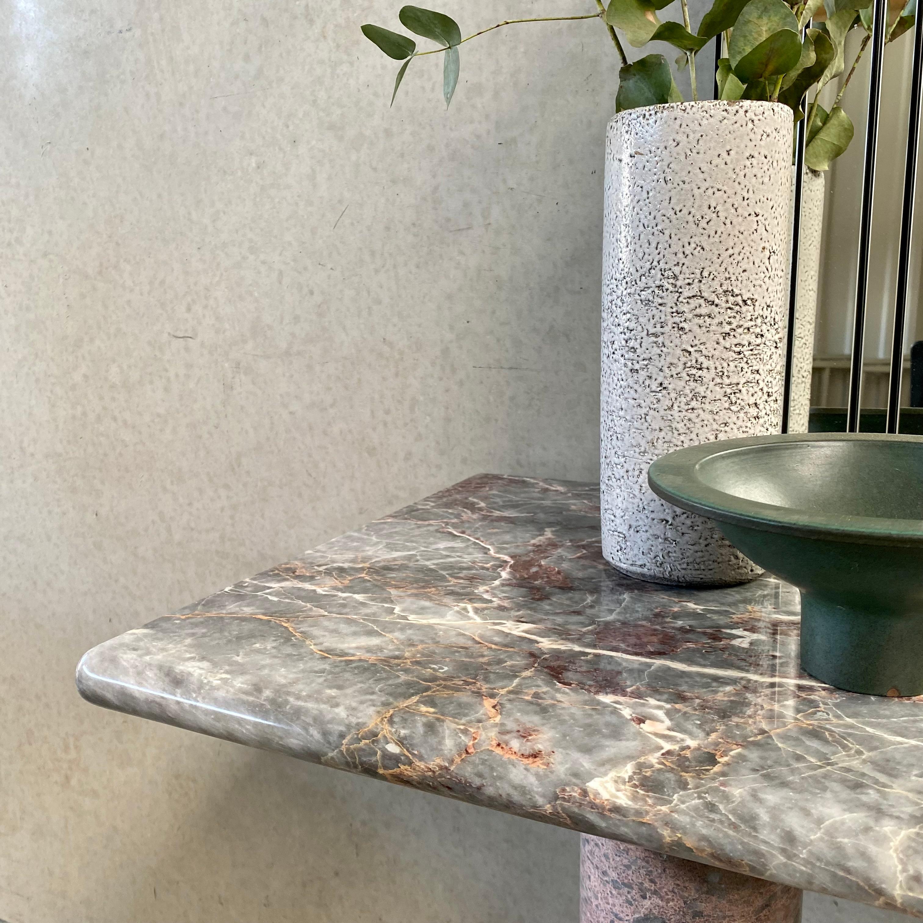 Mid-Century Modern Solid Polished Salome Marble Console Table, Italy, 1980s