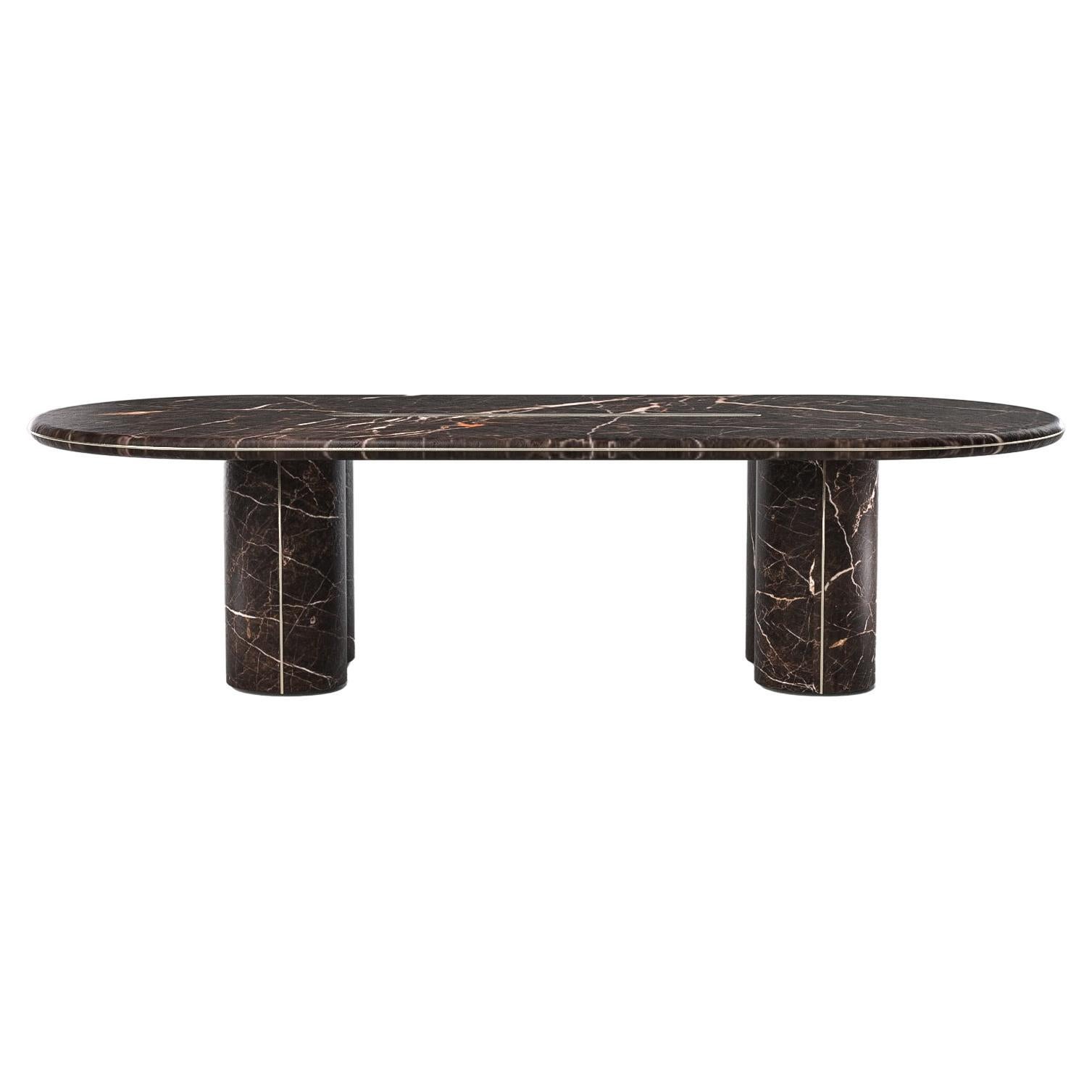 Solid Port Laurent and Brass BooBoo Dining Table by Arthur Vallin For Sale
