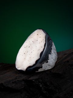 Solid Quartz Ring Rock Crystal Black Agate Big LOTR Ring