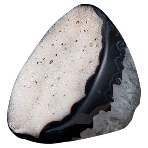Solid Quartz Ring Rock Crystal Black Agate Big LOTR Ring
