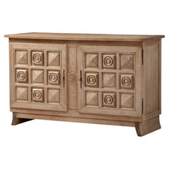 Solid Raw Oak Sideboard, France, 1950s
