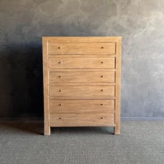Solid Reclaimed Elm Wood Tall Chest of Drawers in Natural Finish