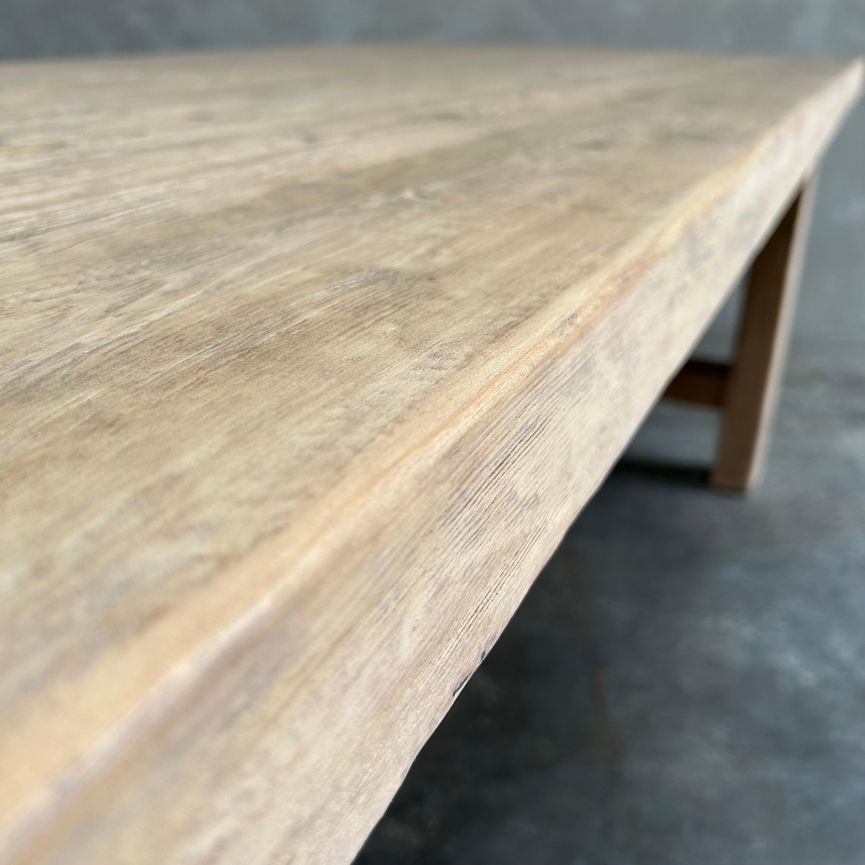 Solid Reclaimed Pine Dining Table In New Condition For Sale In Brea, CA