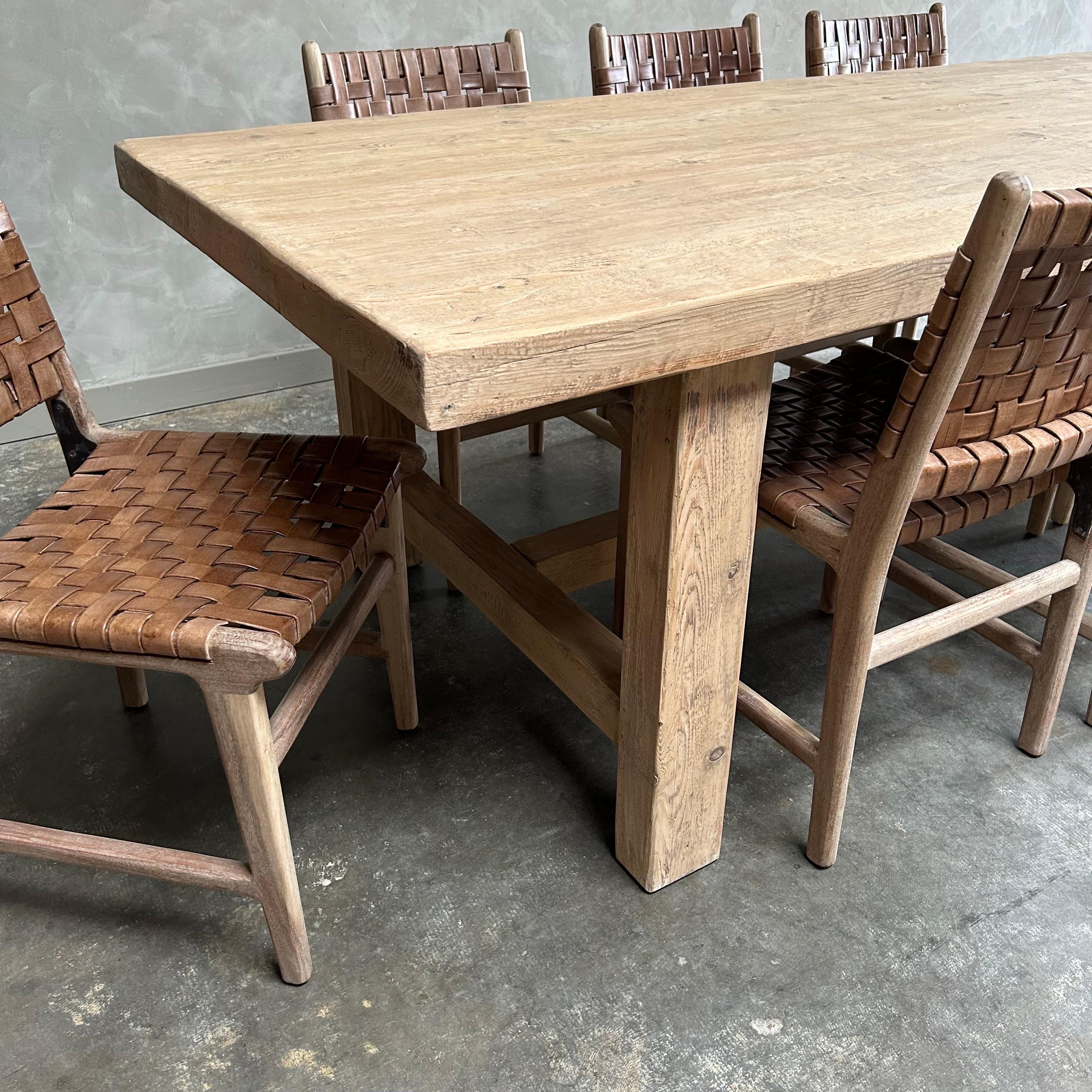 Solid Reclaimed Pine Dining Table For Sale 2