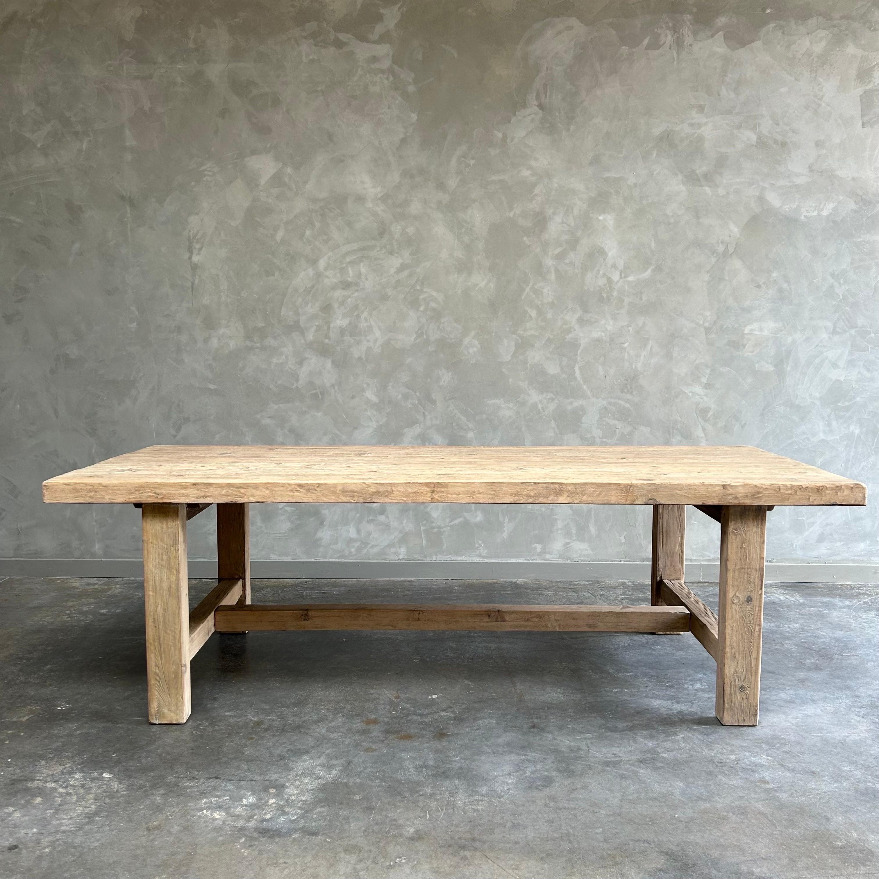 Solid Reclaimed Pine Dining Table For Sale 2
