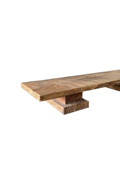 Table basse en bois de teck massif recyclé, moderne et organique