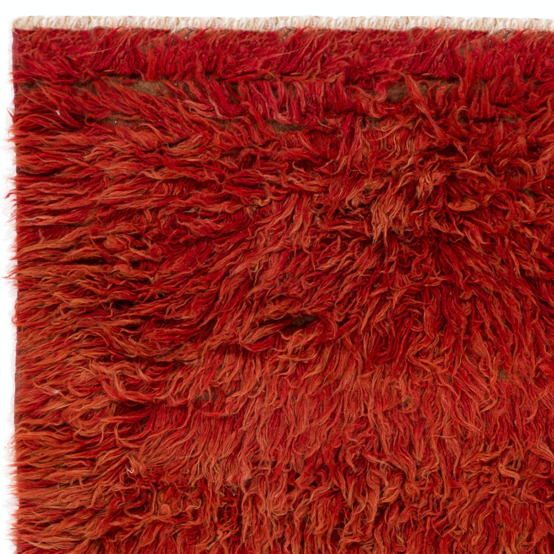 Alfombra Tulu de color rojo sólido hecha a mano, 100% lana. Opciones personalizadas disponibles Turco en venta