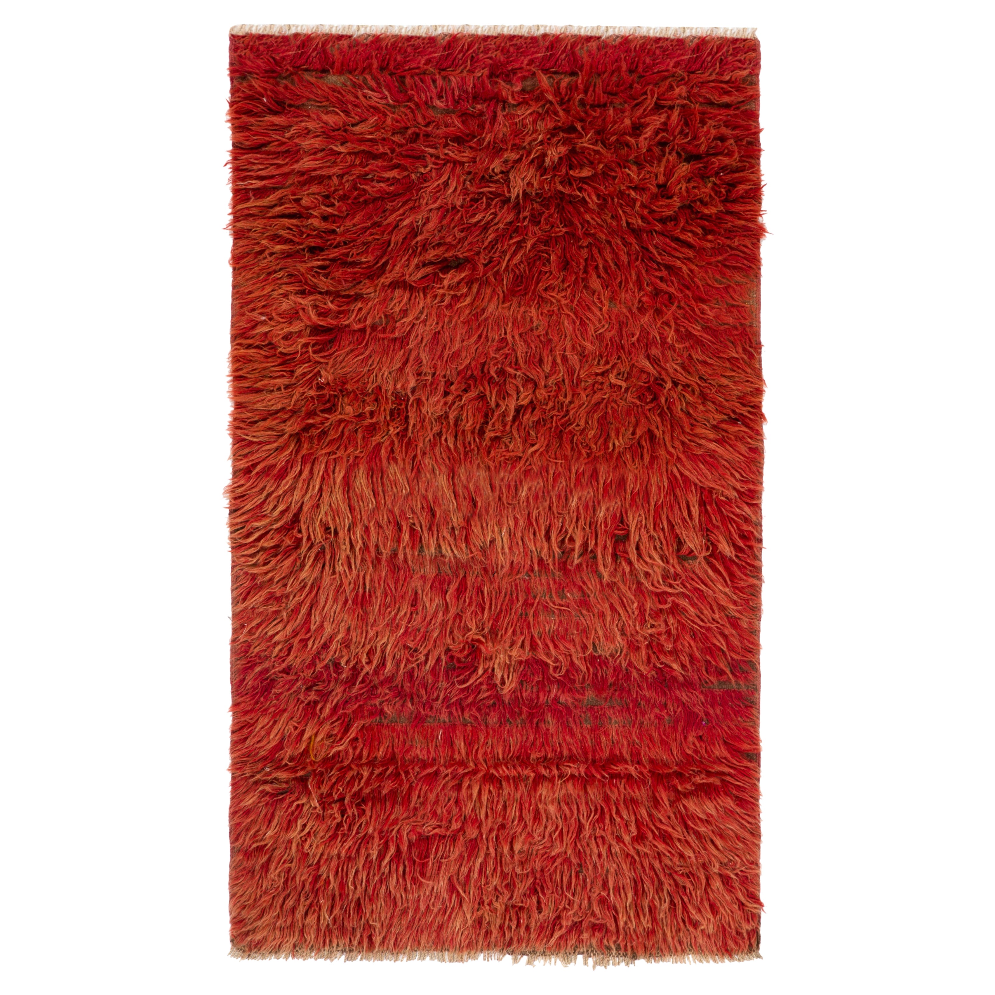 Alfombra Tulu de color rojo sólido hecha a mano, 100% lana. Opciones personalizadas disponibles
