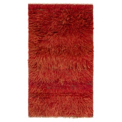 Alfombra Tulu de color rojo sólido hecha a mano, 100% lana. Opciones personalizadas disponibles