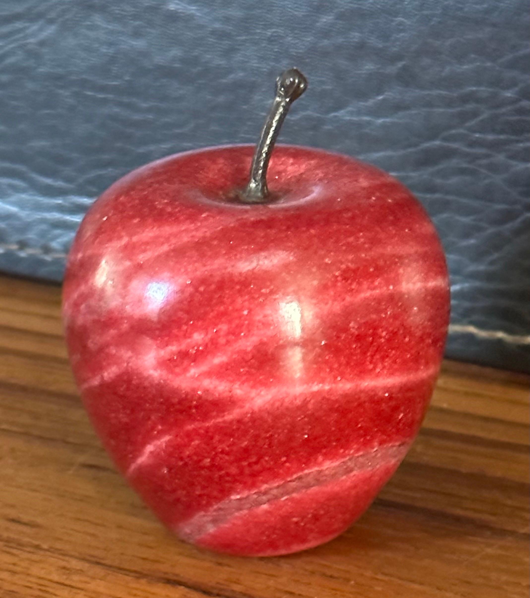 Solid Red Marble Apple Paperweight In Good Condition In San Diego, CA