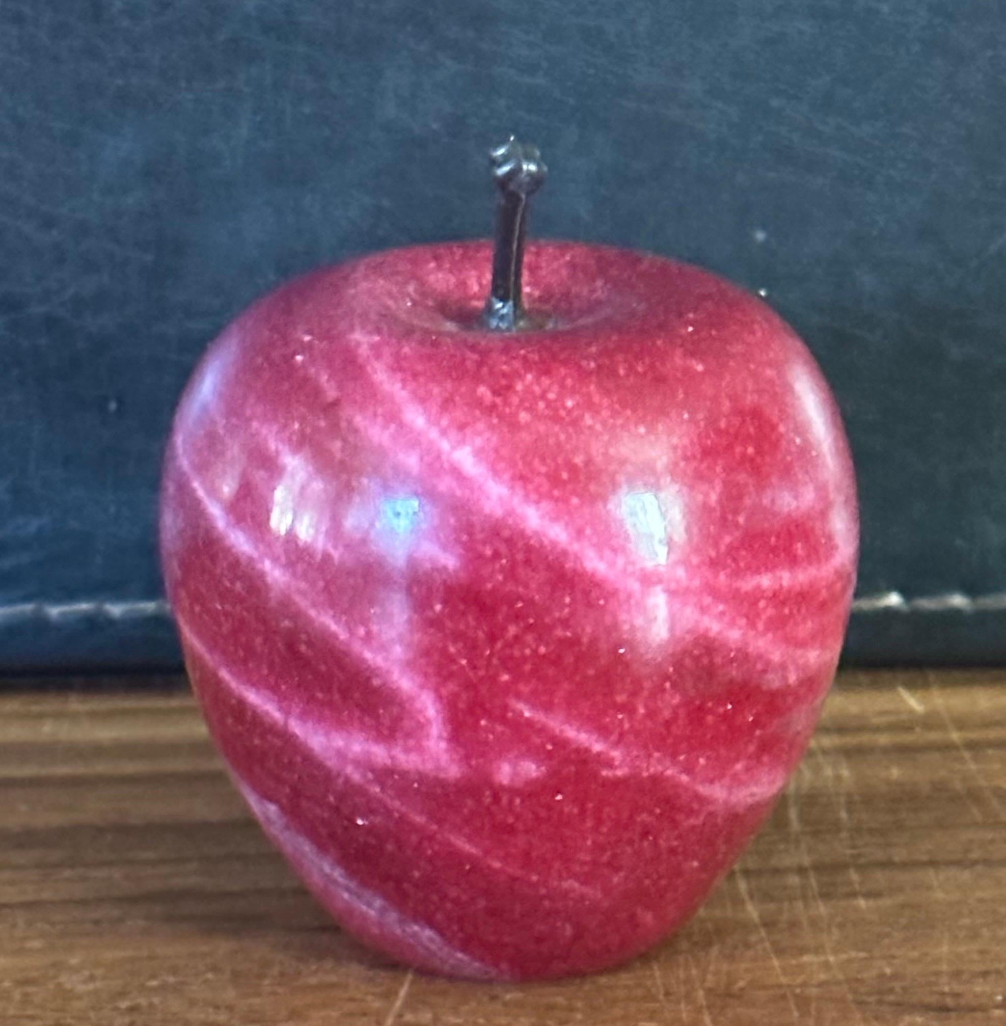 20th Century Solid Red Marble Apple Paperweight