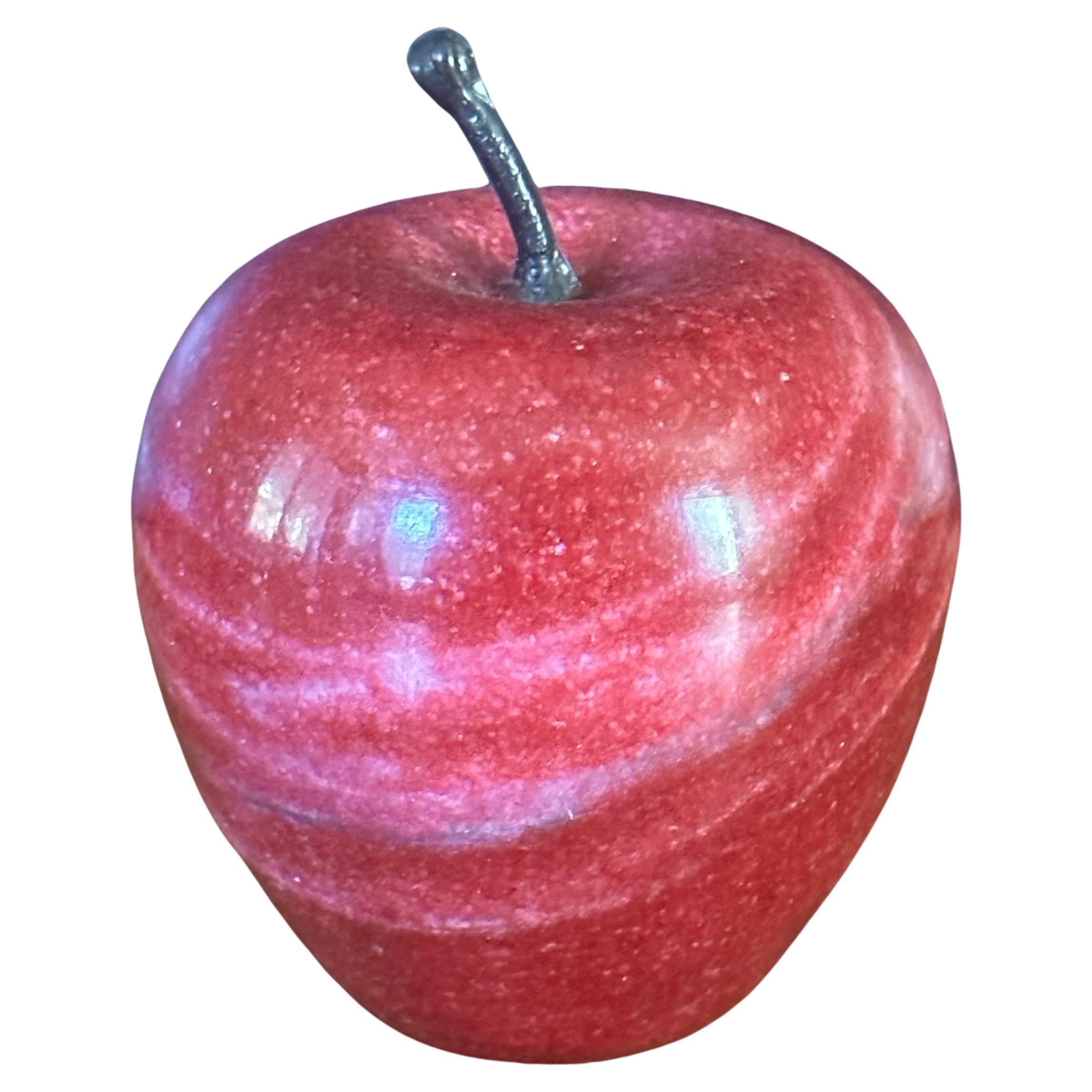 Solid Red Marble Apple Paperweight 3