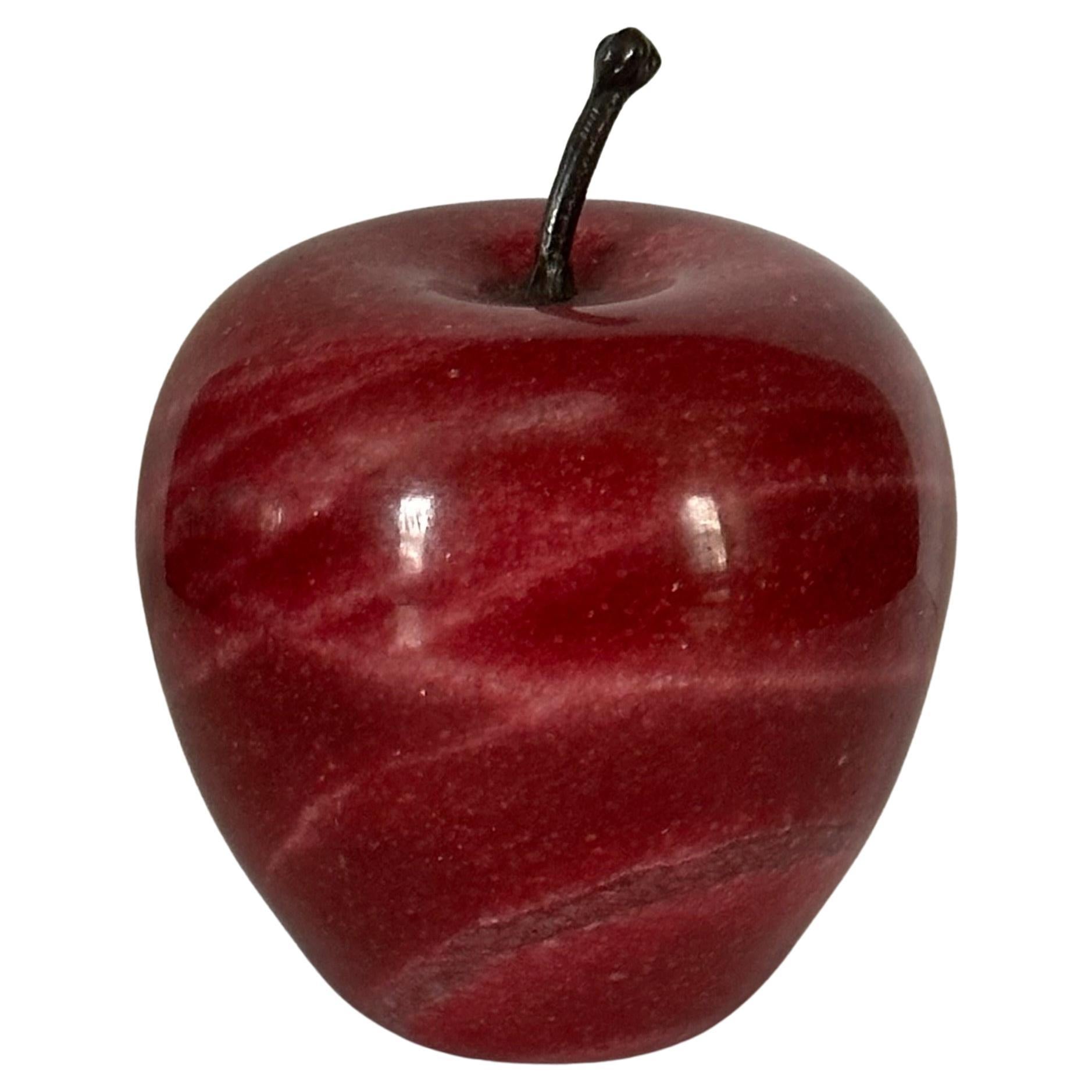 Solid Red Marble Apple Paperweight