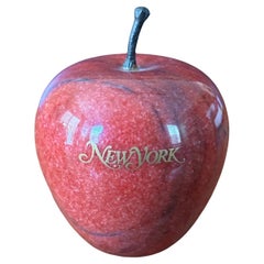 Solid Red Marble "New York - Big Apple" Paperweight