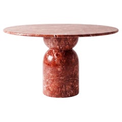 Solid Red Travertine Round Dining Table - Bespoke Marble Circle Table