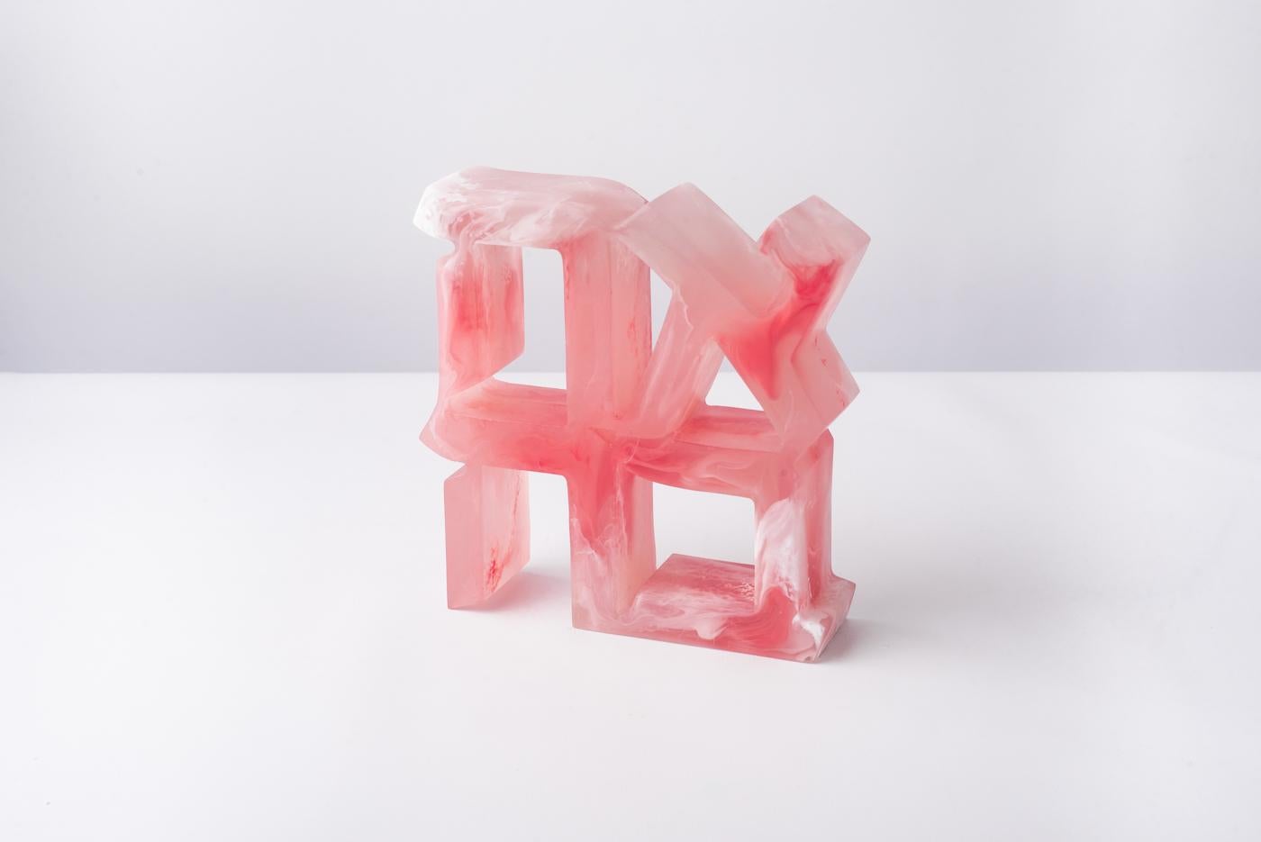 Contemporary Ahava (אהבה) Solid Resin Green Sculpture For Sale