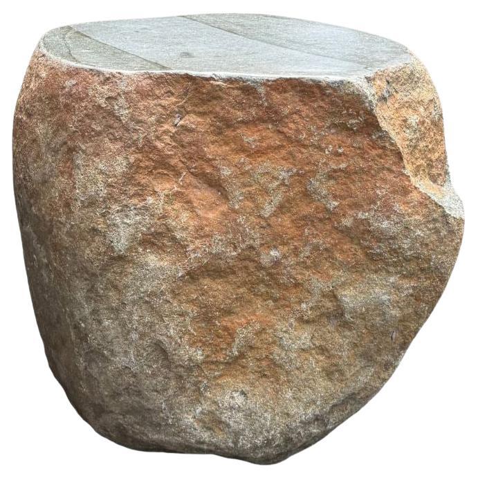 Solid River Stone Side Table from Java, Indonesia For Sale