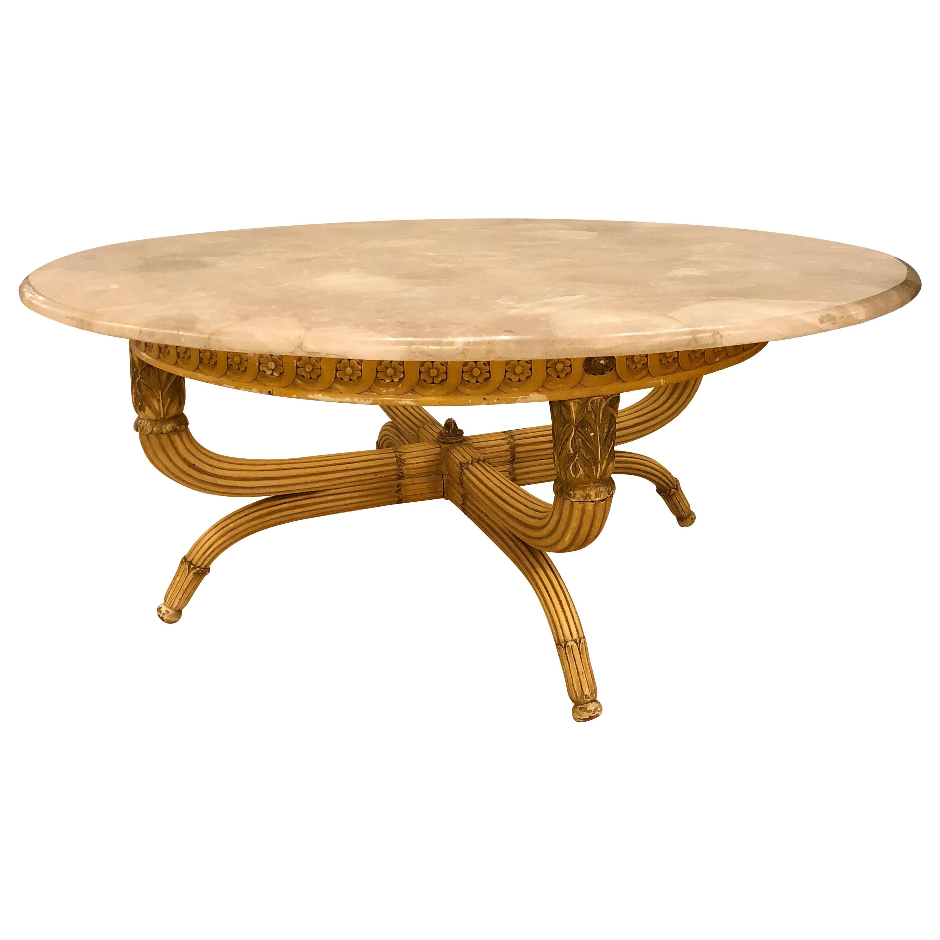 Solid Rock Crystal Circular Table Top Coffee, Dining or Centre Table