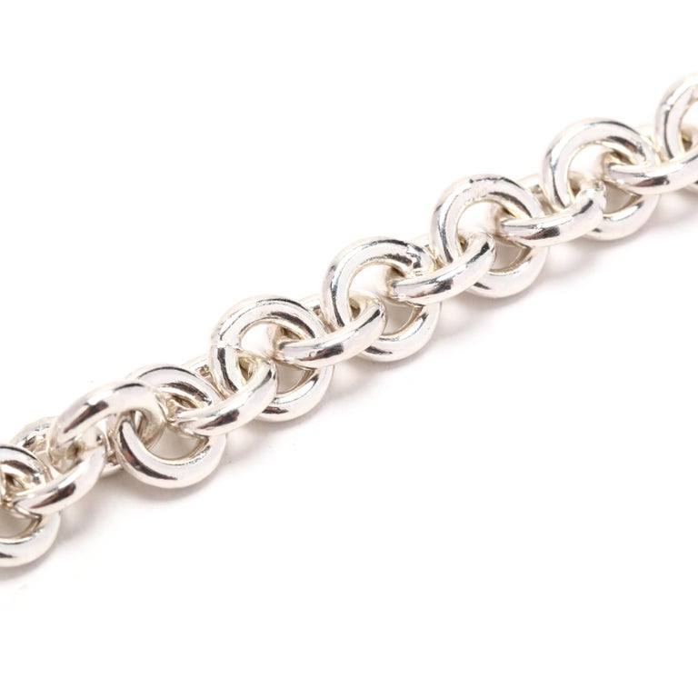 Solid Rolo Link Chain Bracelet, Sterling Silver For Sale at 1stDibs