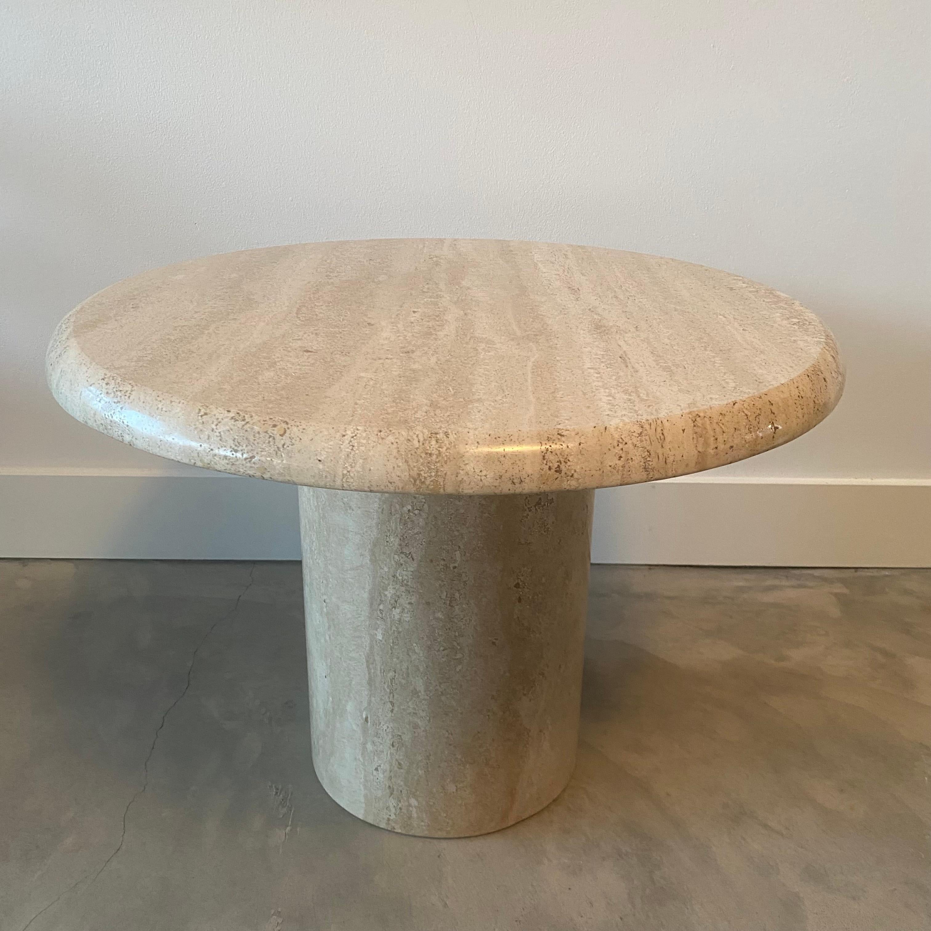 Solid Roman Travertine Pedestal Coffee Table, Italy, 1970 For Sale 4