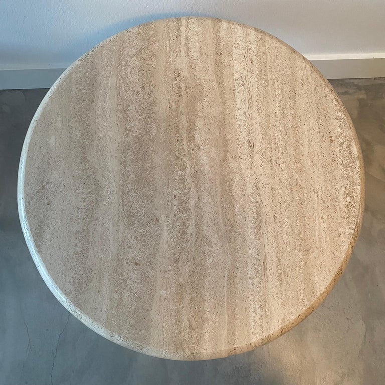 Solid Roman Travertine pedestal coffee table, ITALY 1970 For Sale at