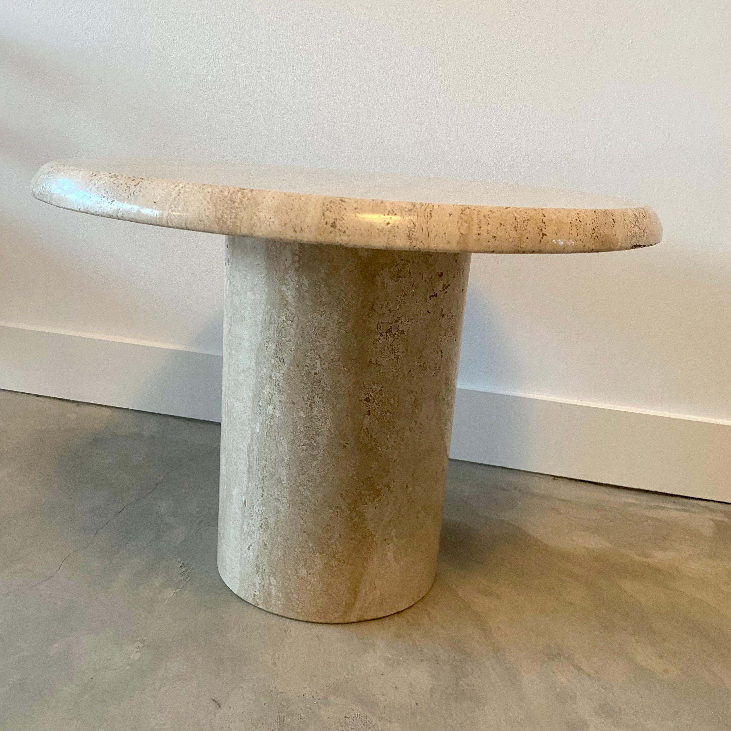 Solid Roman Travertine Pedestal Coffee Table, Italy, 1970 For Sale 2