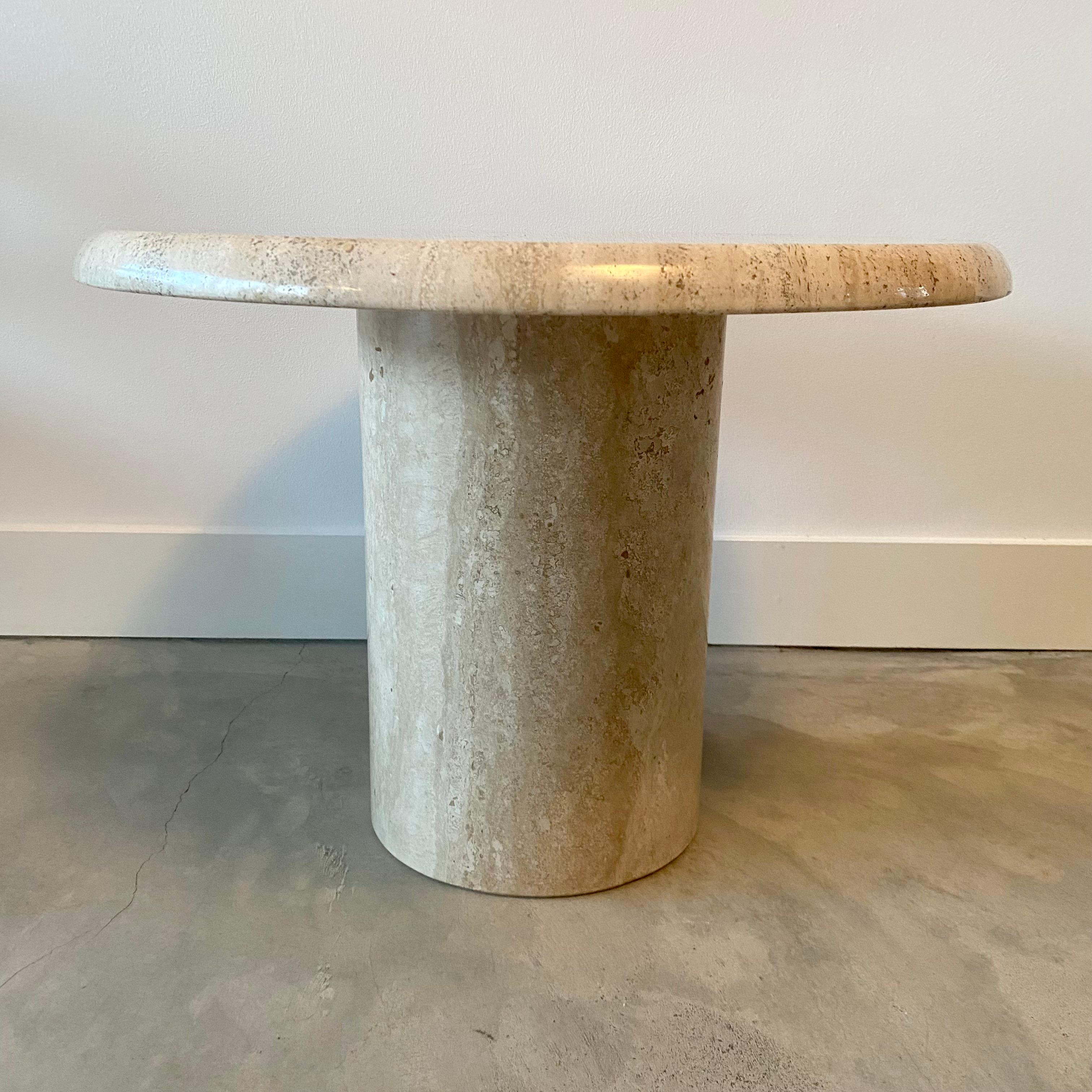 Solid Roman Travertine Pedestal Coffee Table, Italy, 1970 For Sale 2