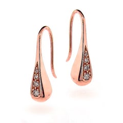 Solid Rose Gold Diamond Droplet earrings in 9k
