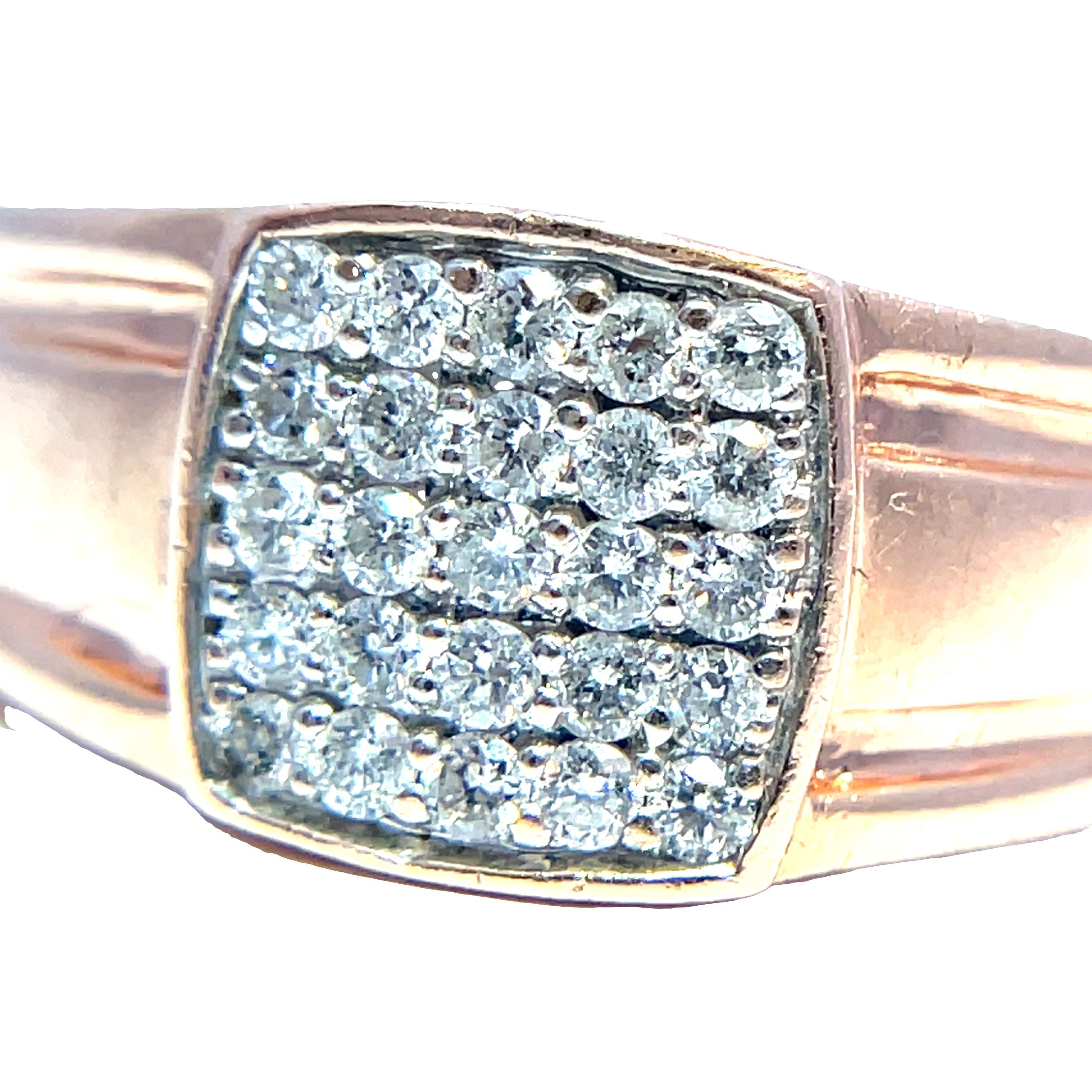 Anillo de oro rosa macizo con racimo de diamantes naturales en venta 3