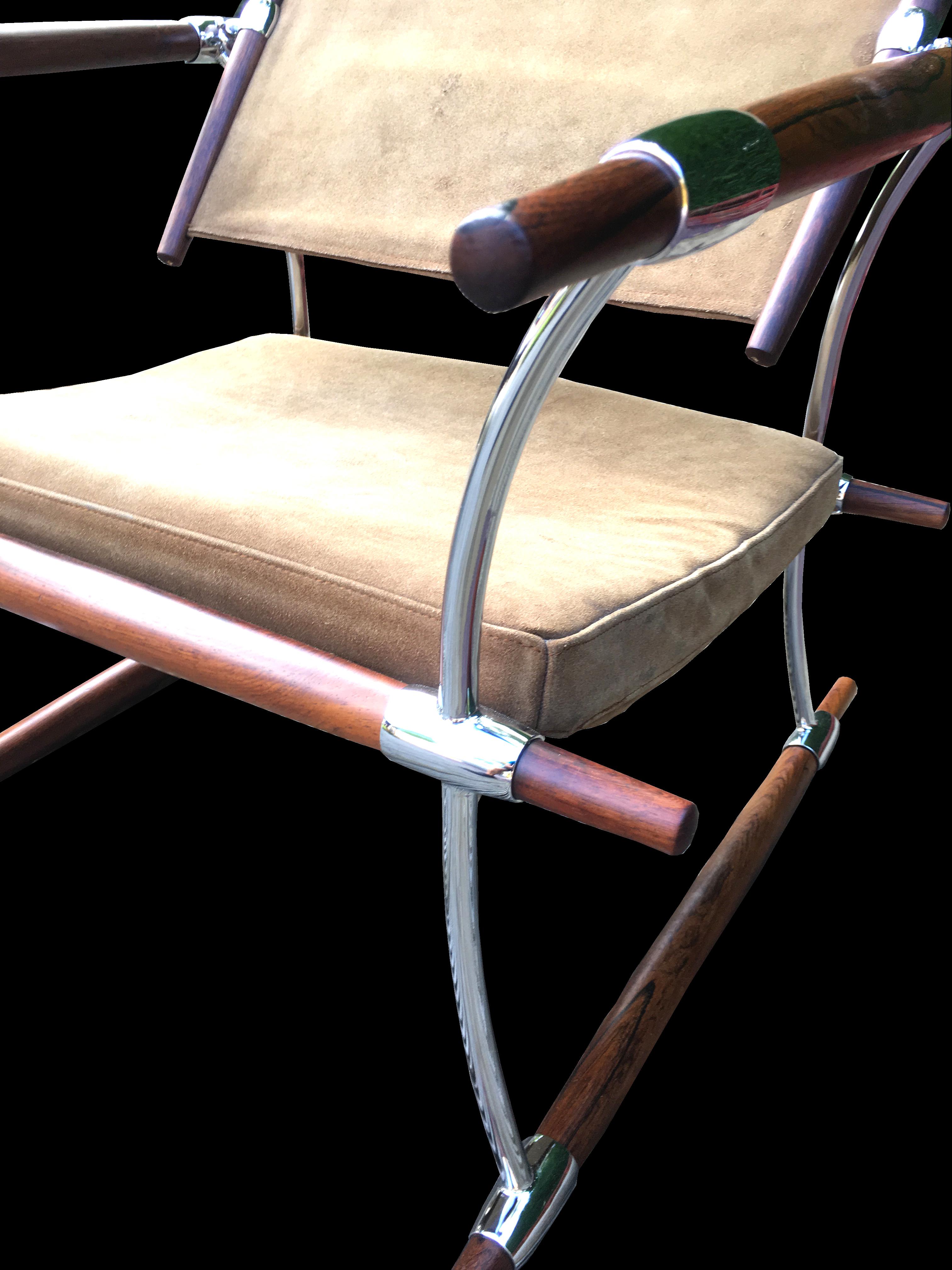 Danois Chaise en chrome et tiges en bois de rose massif de Jens Quistgaard pour Nissen Langea 
