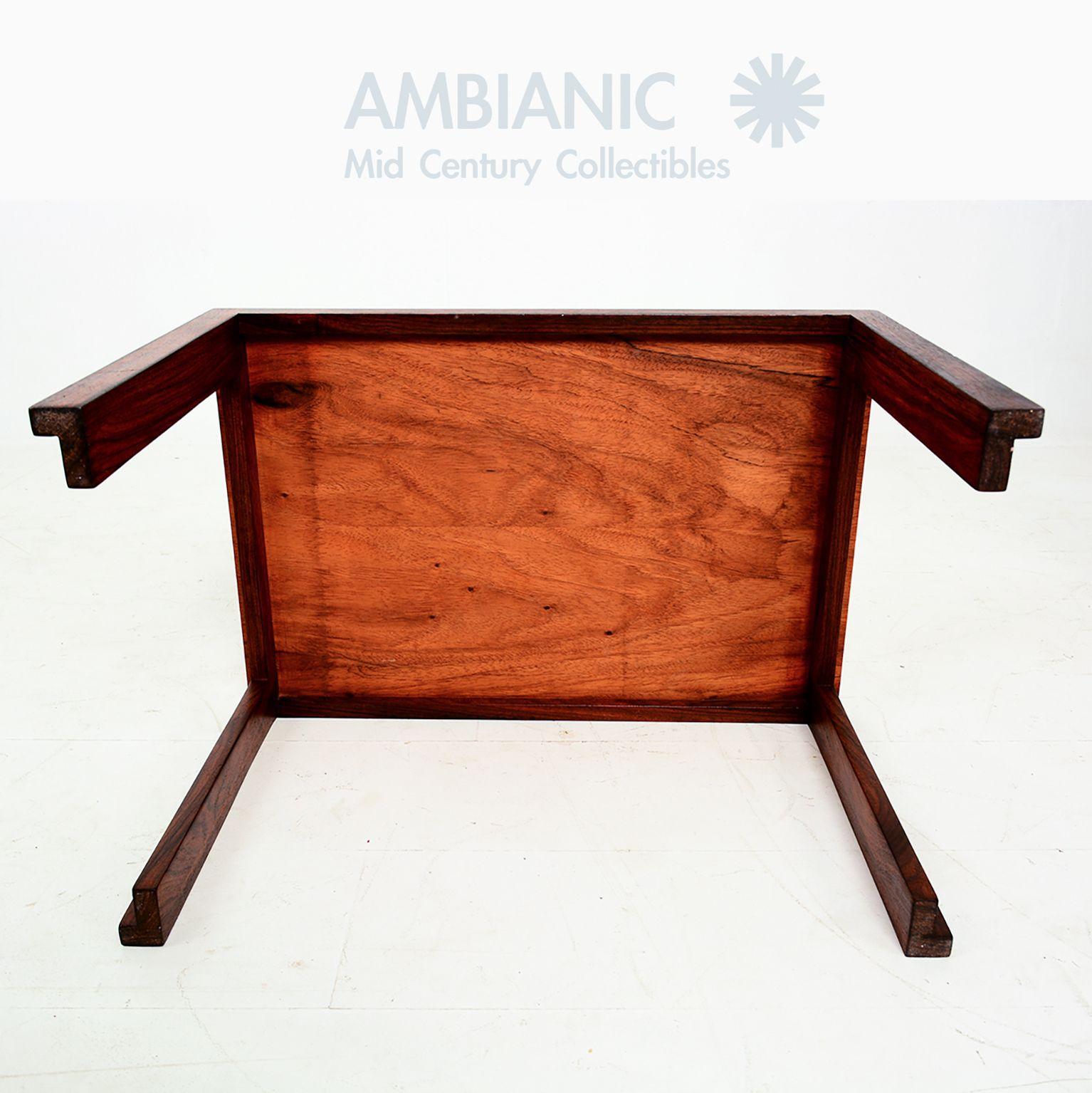 1980s Exquisite Studio Side Table Solid Rosewood & Mahogany In Good Condition In Chula Vista, CA