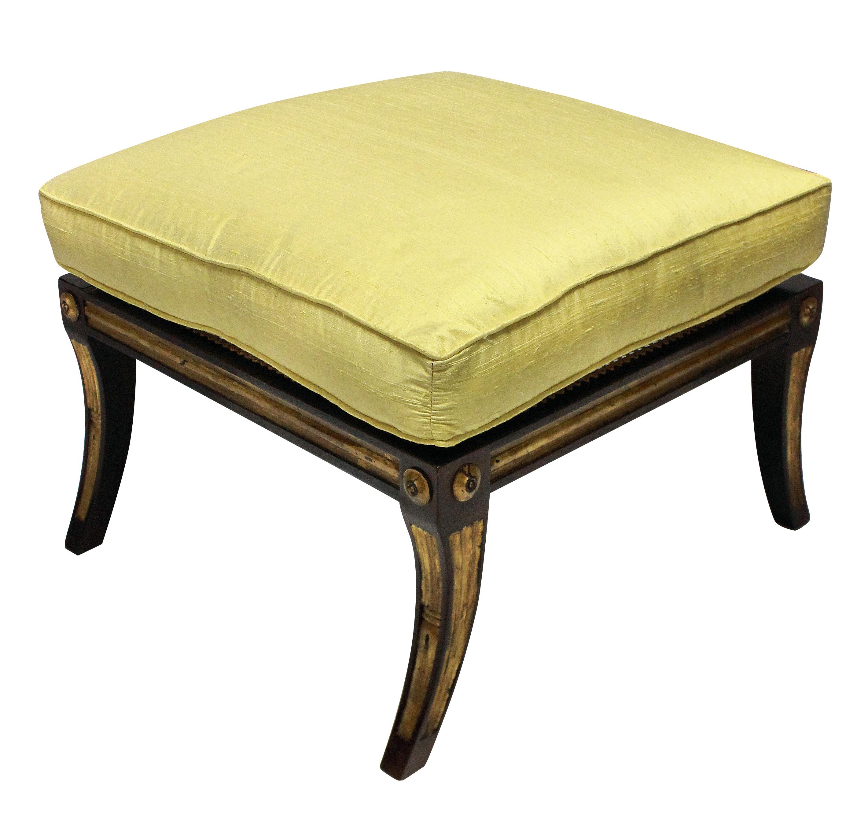 Neoclassical Solid Rosewood and Parcel-Gilt Stool
