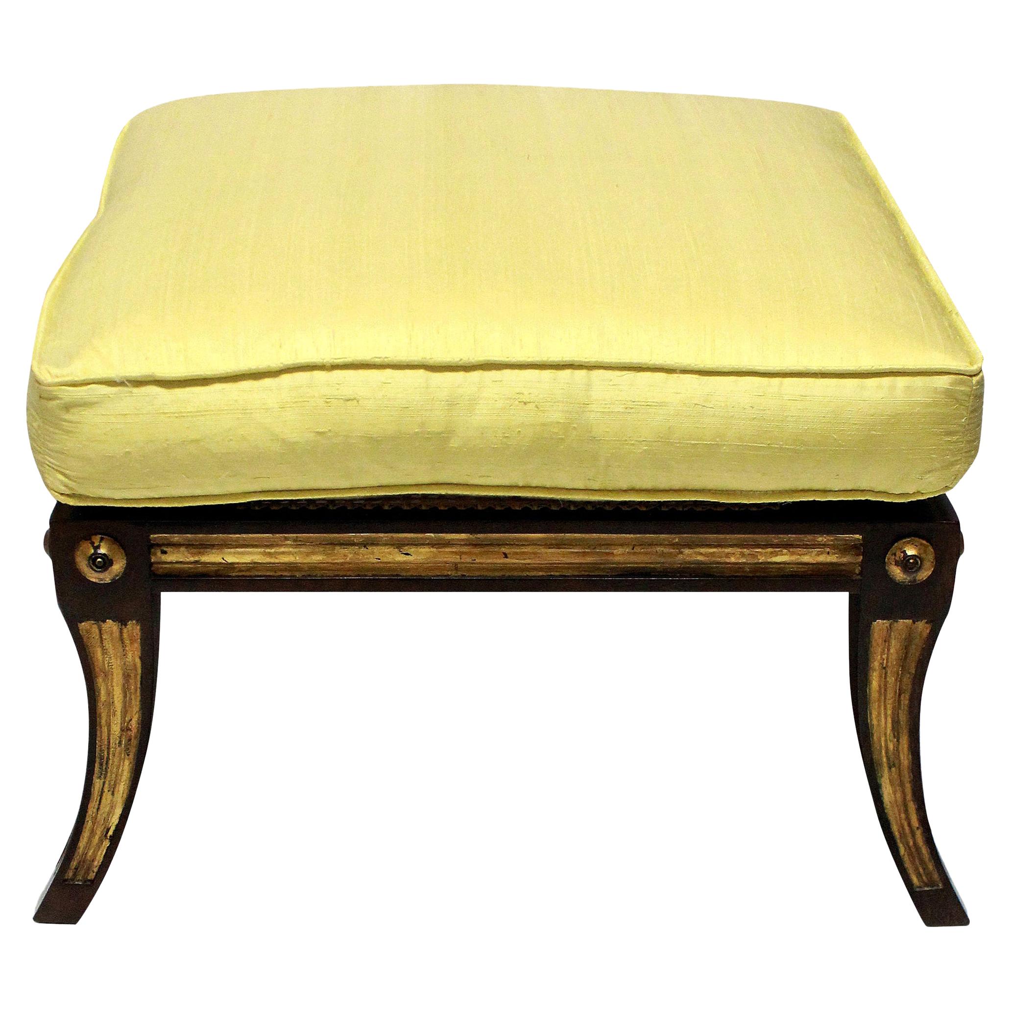 Solid Rosewood and Parcel-Gilt Stool