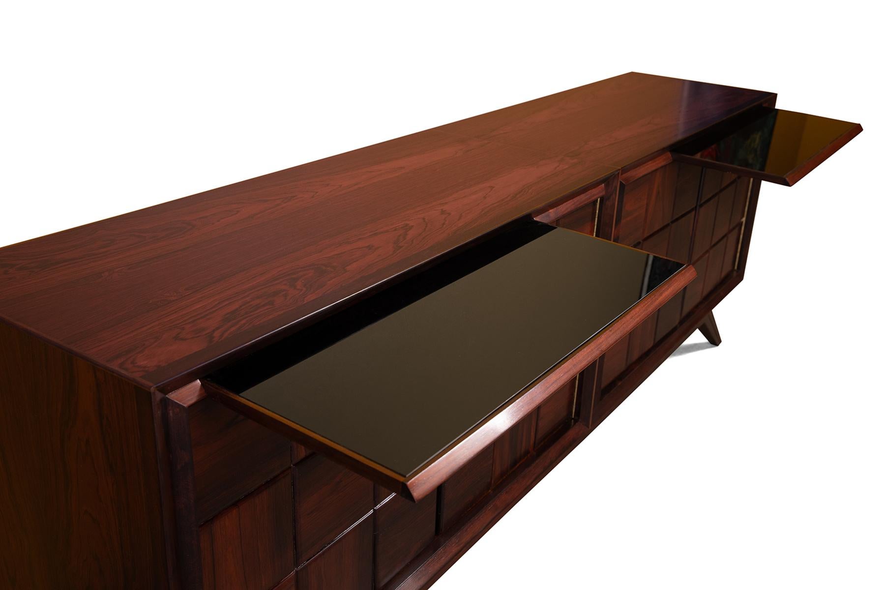 Brazilian Solid Rosewood & Brass Sideboard or Credenza