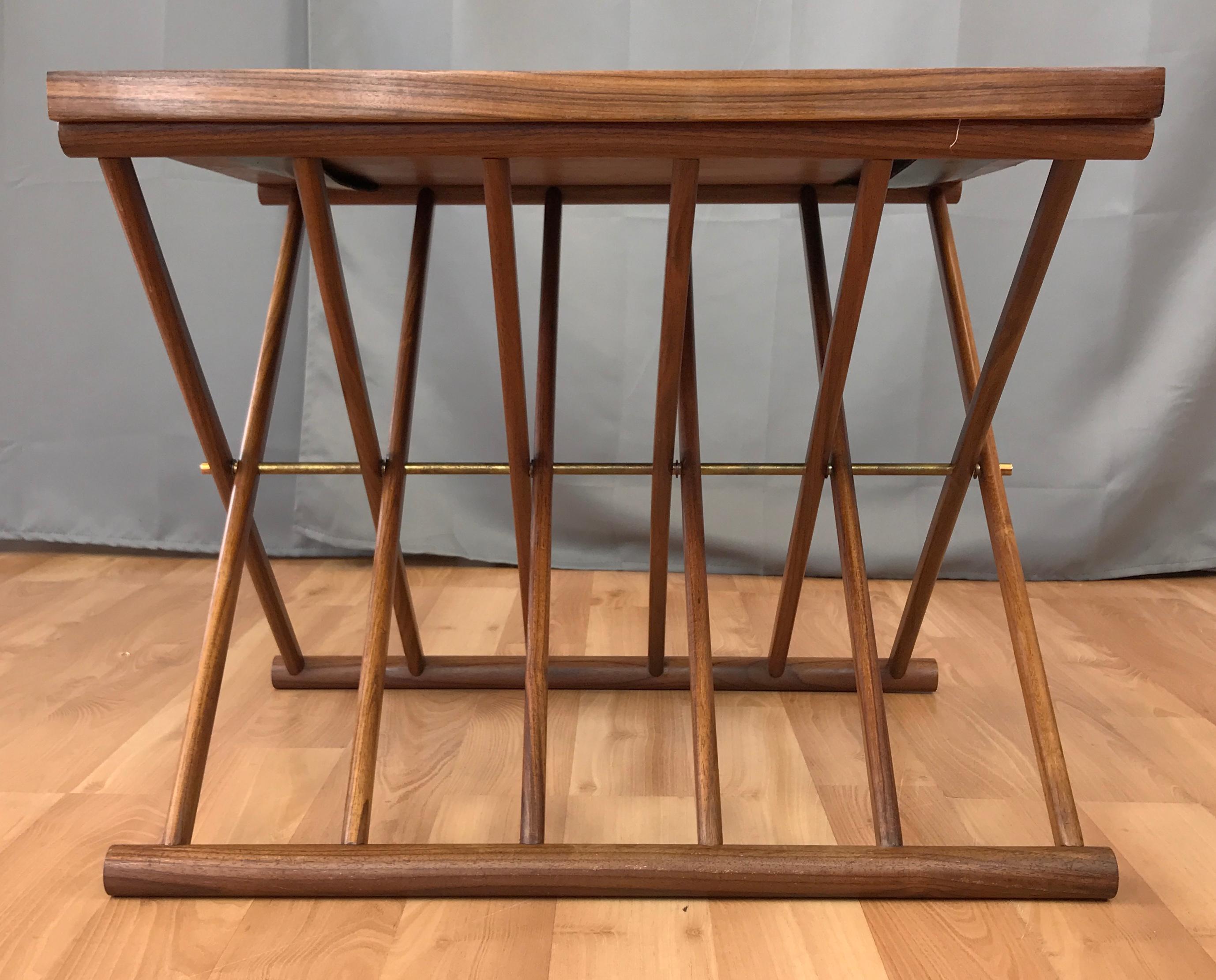 Solid Rosewood Campaign Style Folding Occasional Table In Good Condition In San Francisco, CA