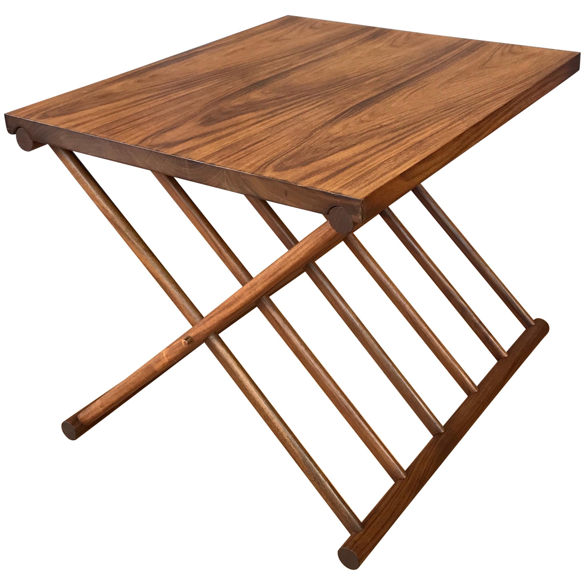 Solid Rosewood Campaign Style Folding Occasional Table