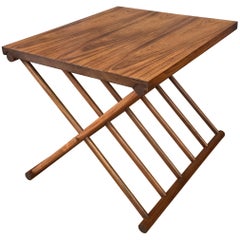 Solid Rosewood Campaign Style Folding Occasional Table