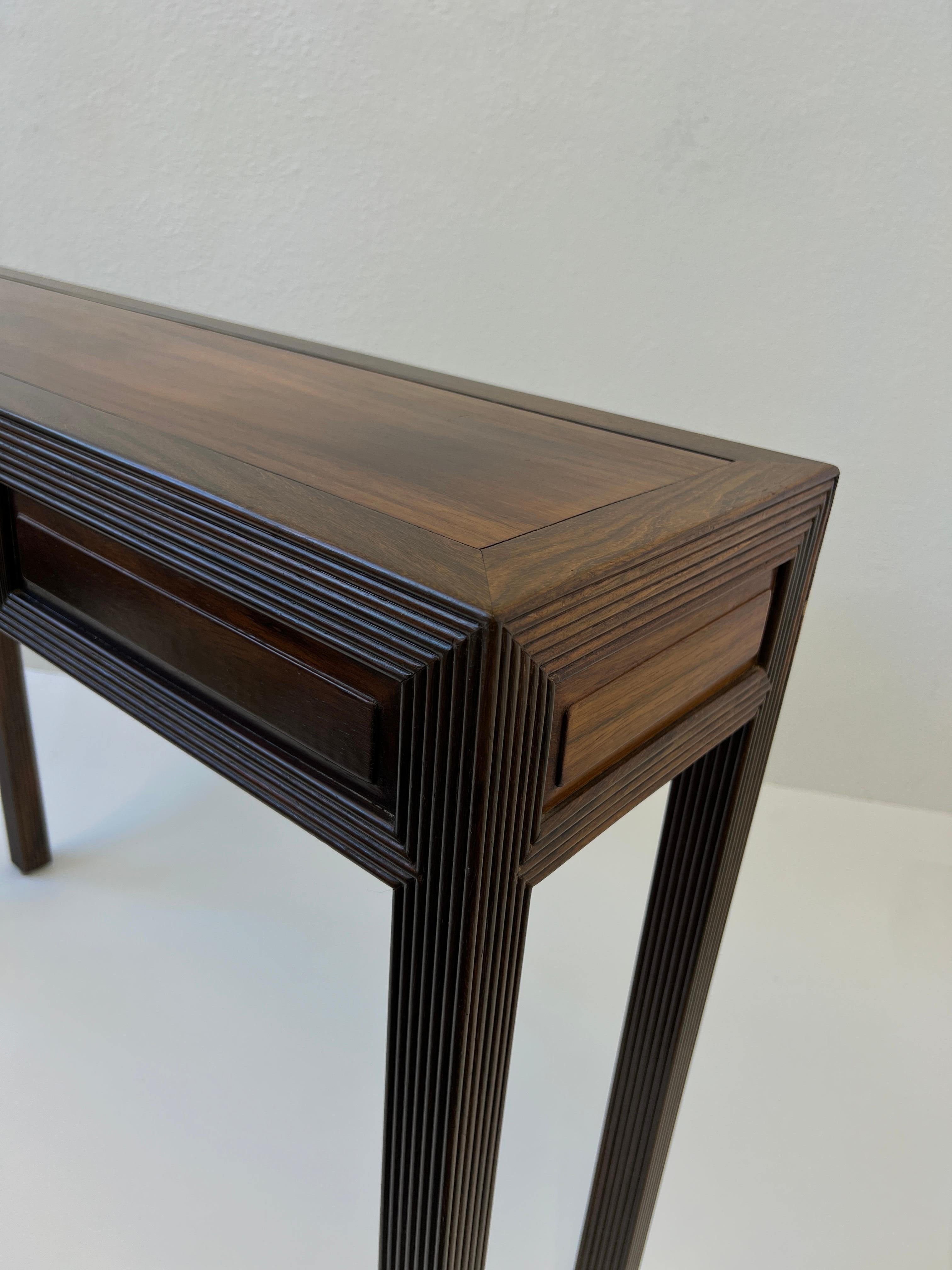 Mid-20th Century Solid Rosewood Console Table With Drawers 