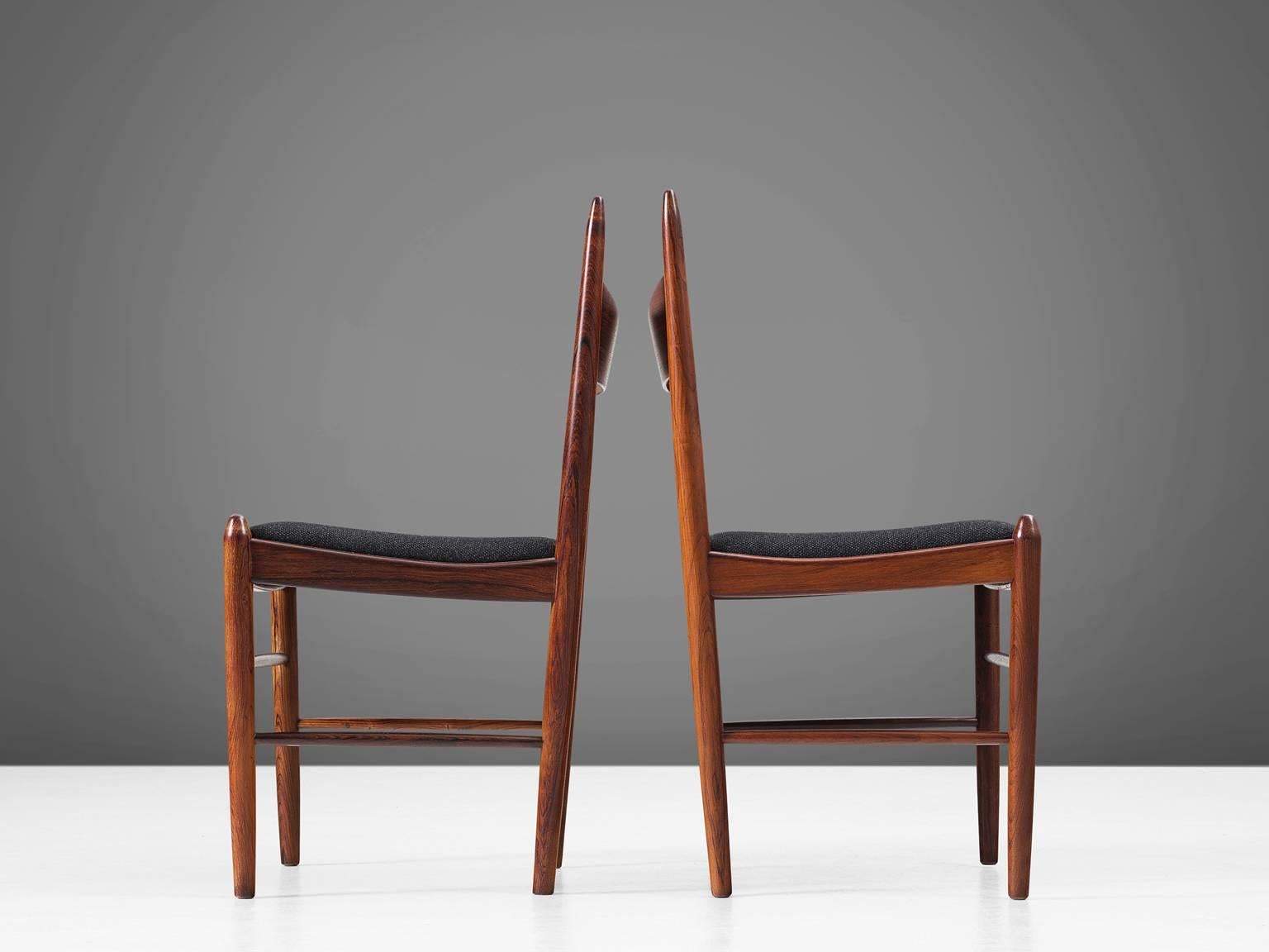Danish Solid Rosewood Dining Chairs, Denmark, circa 1950