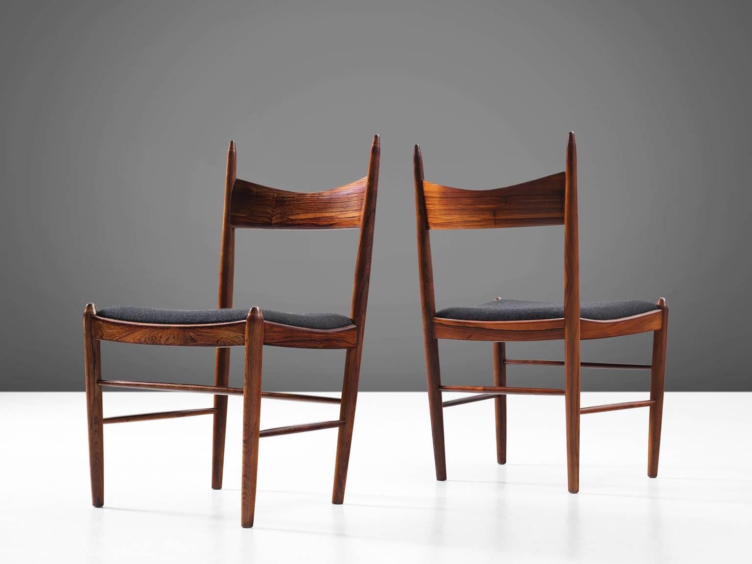 Solid Rosewood Dining Chairs, Denmark, circa 1950 In Good Condition In Waalwijk, NL