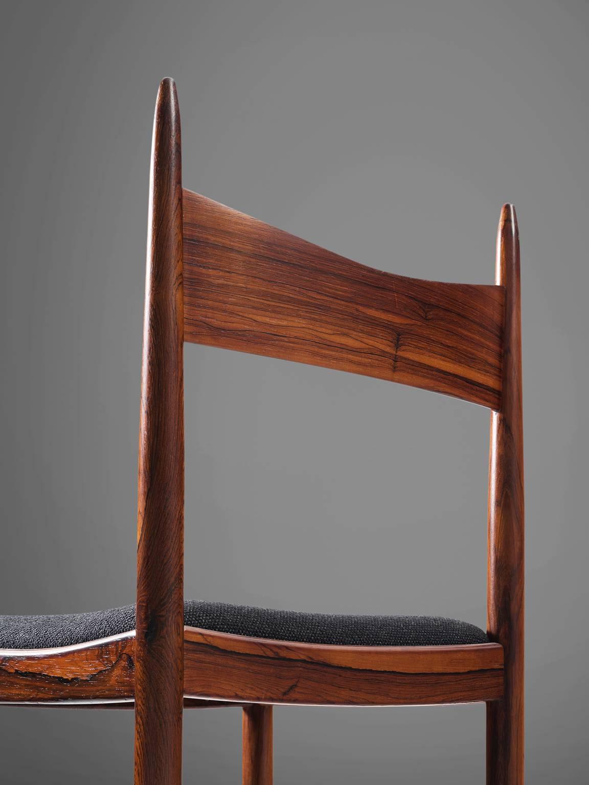 Mid-20th Century Solid Rosewood Dining Chairs, Denmark, circa 1950