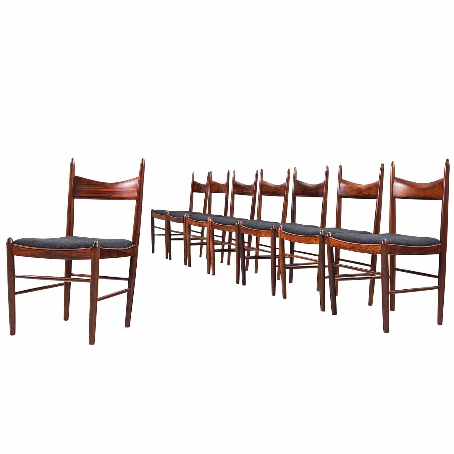 Solid Rosewood Dining Chairs, Denmark, circa 1950