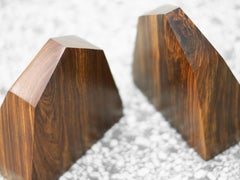 Solid Rosewood Obelisk Bookends, a Pair