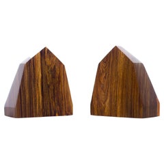 Solid Rosewood Obelisk Bookends, a Pair