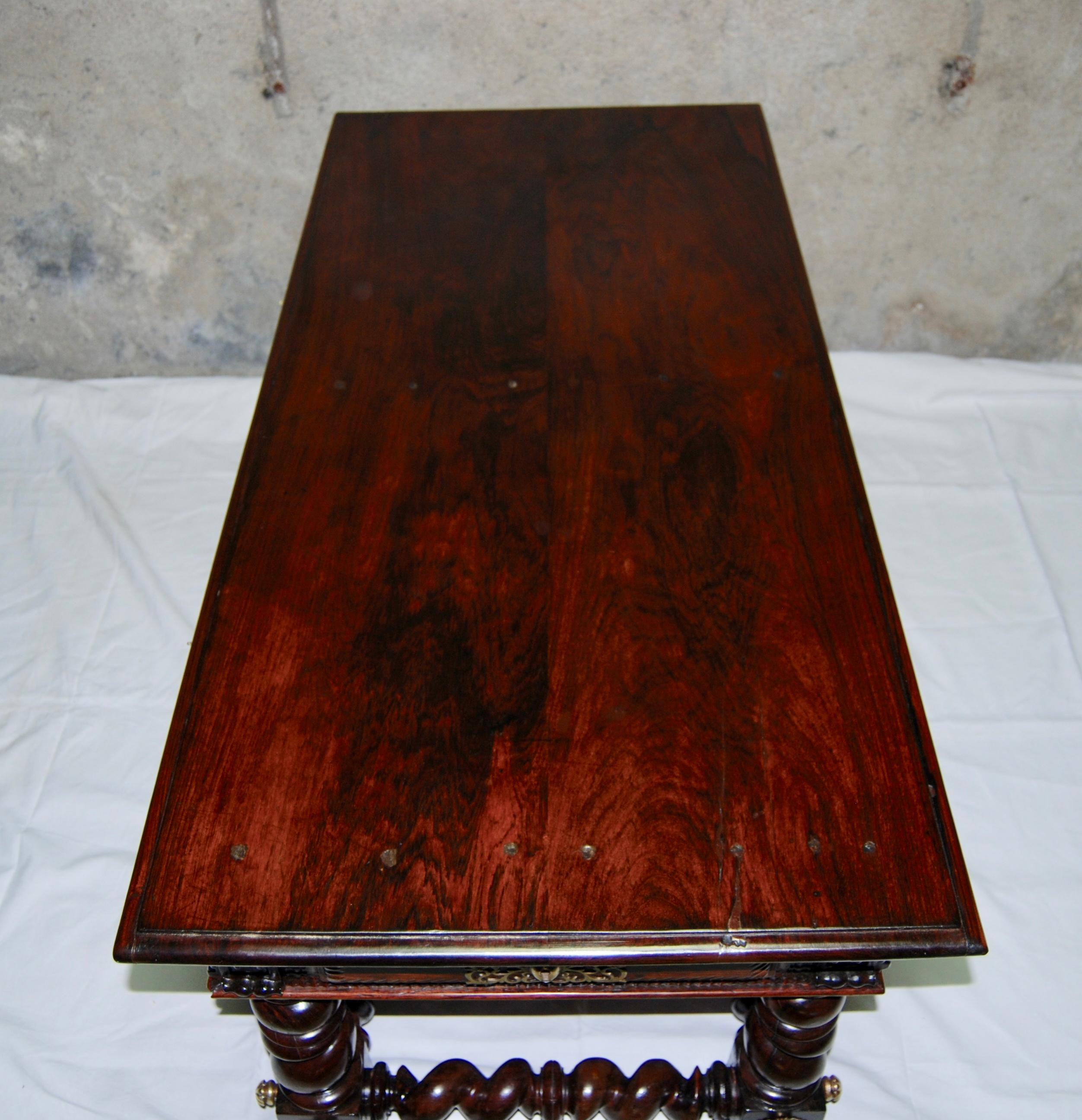 Hand-Carved Solid Rosewood Salon Table, Late 1700s